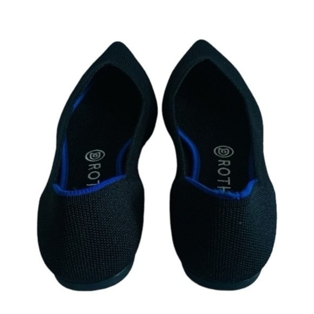 ROTHY’S The Point Black Blue Almond Toe Slip-On Flats Women’s Sz 9 Loafers Shoes - Picture 5 of 8